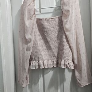 Express Light Pink And Gold  Smocked Bodice Too Size Large